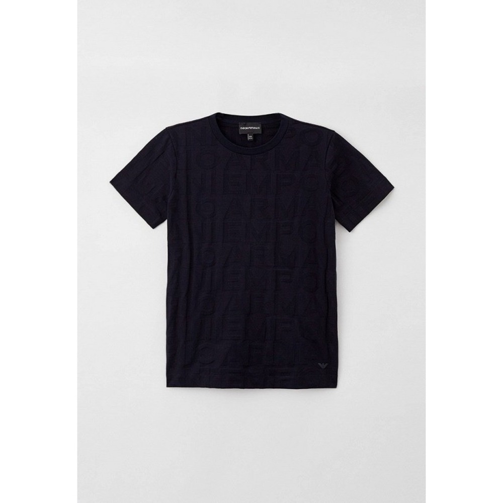 Emporio Armani Crewneck Logo Cotton Knit T-Shirt Large Black Textured